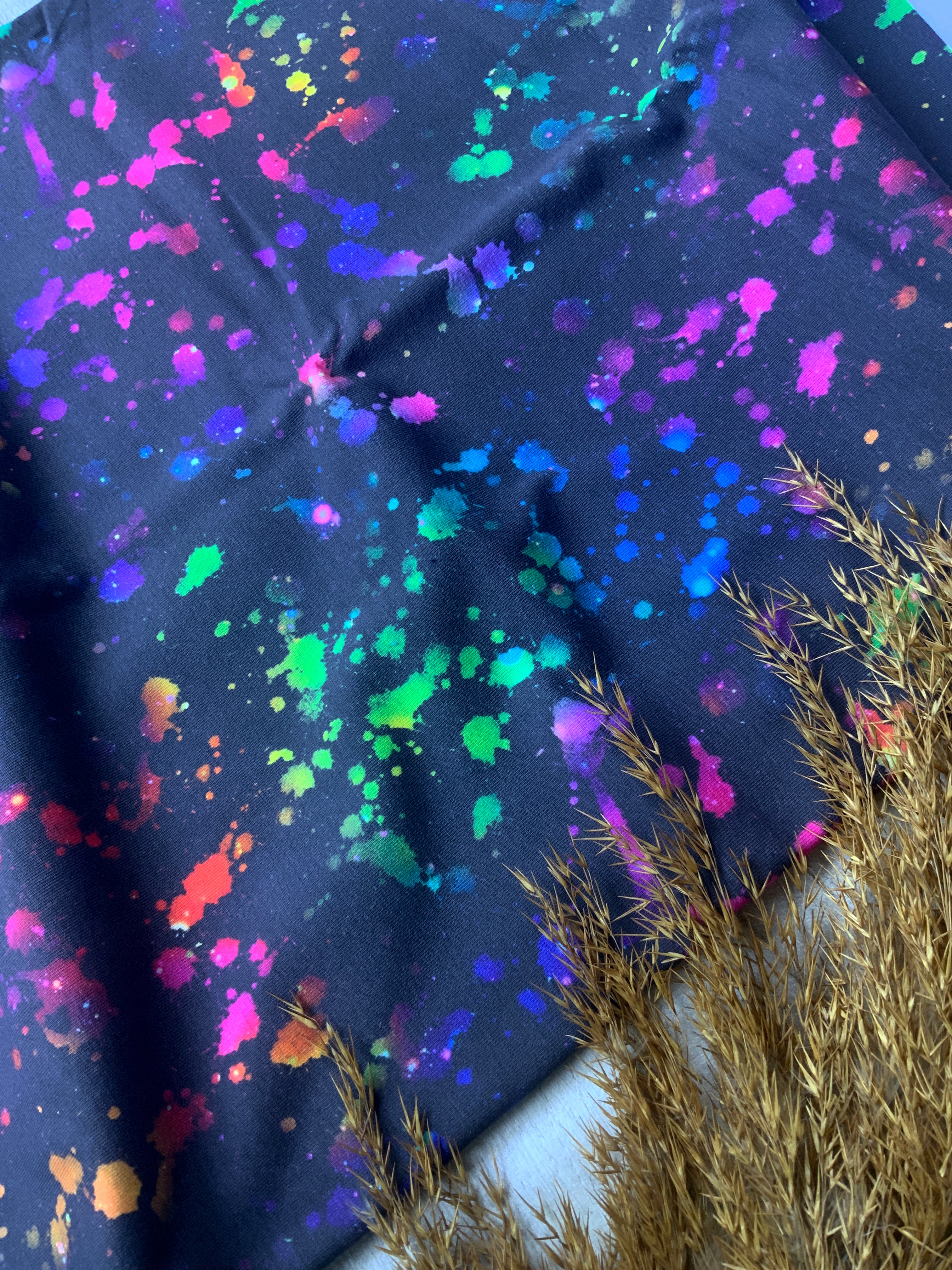 Colorful spots fabric black Dauervorbestellung